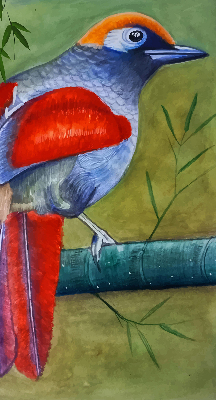 Rolgordijn voor het raam Een vogel op een tak