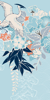 Rolgordijn verduisterend Reiger in bloemen