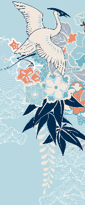 Rolgordijn verduisterend Reiger in bloemen