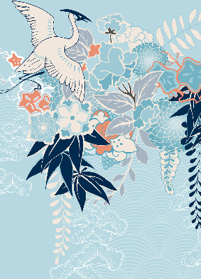 Rolgordijn verduisterend Reiger in bloemen