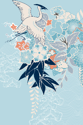 Rolgordijn verduisterend Reiger in bloemen