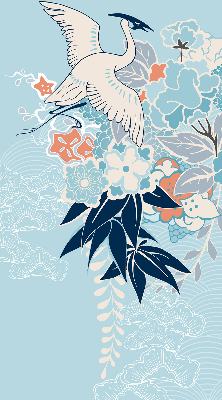 Rolgordijn verduisterend Reiger in bloemen