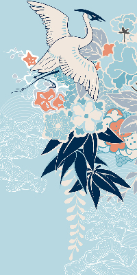 Rolgordijn verduisterend Reiger in bloemen