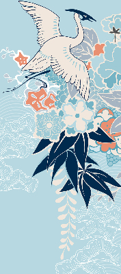 Rolgordijn verduisterend Reiger in bloemen