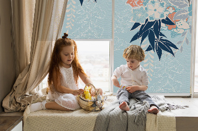 Rolgordijn verduisterend Reiger in bloemen