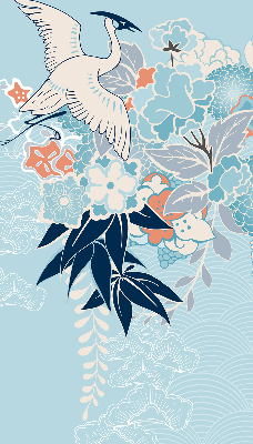 Rolgordijn verduisterend Reiger in bloemen