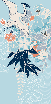 Rolgordijn verduisterend Reiger in bloemen