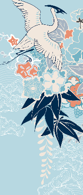 Rolgordijn verduisterend Reiger in bloemen