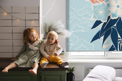 Rolgordijn verduisterend Reiger in bloemen