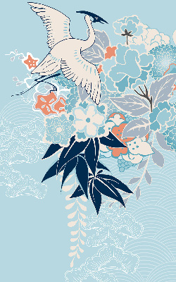 Rolgordijn verduisterend Reiger in bloemen