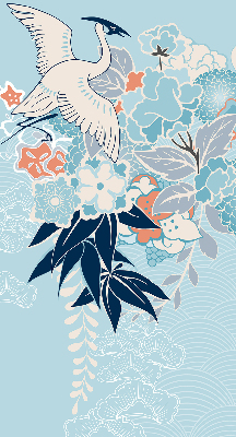 Rolgordijn verduisterend Reiger in bloemen