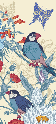 Rolgordijn voor het raam Vogels tussen de bloemen