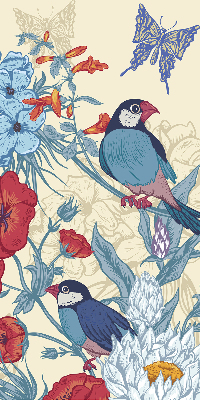 Rolgordijn voor het raam Vogels tussen de bloemen