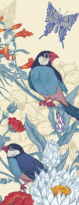 Rolgordijn voor het raam Vogels tussen de bloemen