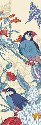 Rolgordijn voor het raam Vogels tussen de bloemen