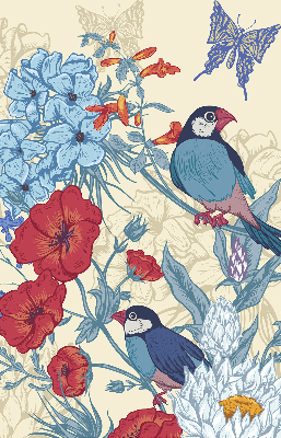 Rolgordijn voor het raam Vogels tussen de bloemen