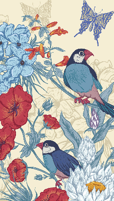 Rolgordijn voor het raam Vogels tussen de bloemen