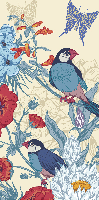 Rolgordijn voor het raam Vogels tussen de bloemen