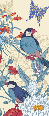 Rolgordijn voor het raam Vogels tussen de bloemen