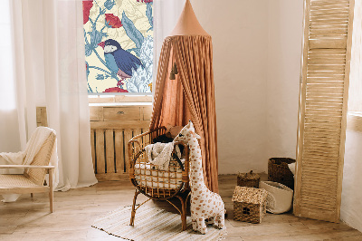 Rolgordijn voor het raam Vogels tussen de bloemen