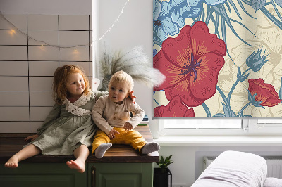 Rolgordijn voor het raam Vogels tussen de bloemen