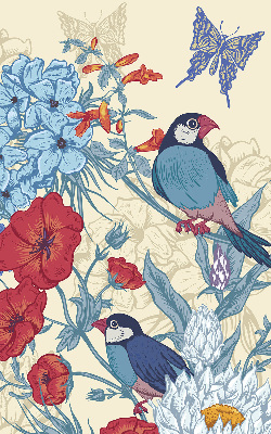 Rolgordijn voor het raam Vogels tussen de bloemen