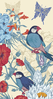 Rolgordijn voor het raam Vogels tussen de bloemen