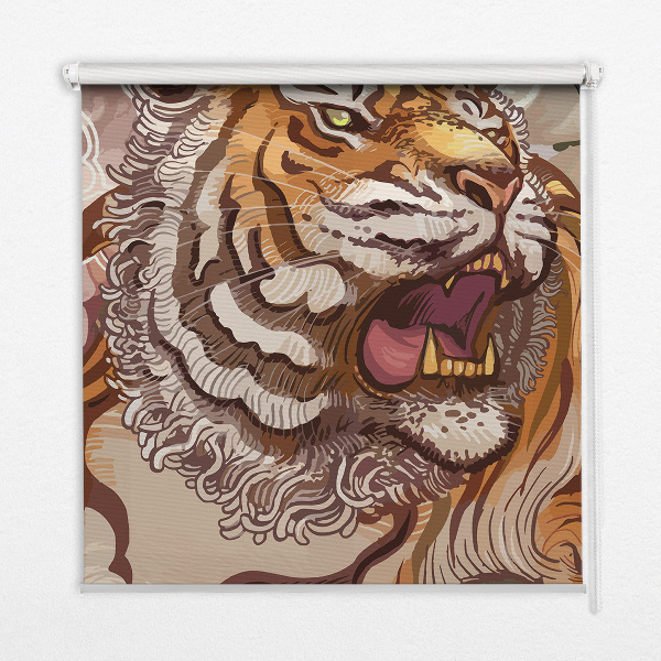 Rolgordijn voor het raam Tijger in bloemen