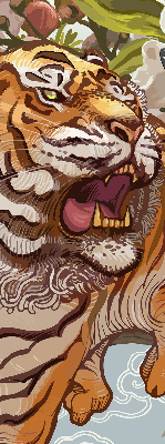 Rolgordijn voor het raam Tijger in bloemen