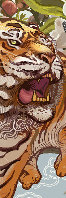 Rolgordijn voor het raam Tijger in bloemen