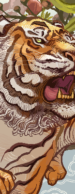 Rolgordijn voor het raam Tijger in bloemen