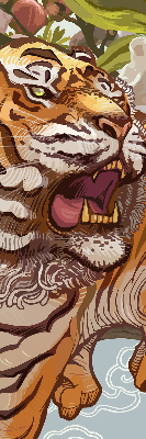 Rolgordijn voor het raam Tijger in bloemen