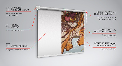 Rolgordijn voor het raam Tijger in bloemen