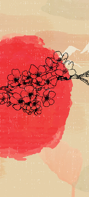 Rolgordijn voor het raam Bloemen in een rode cirkel