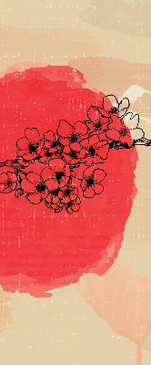 Rolgordijn voor het raam Bloemen in een rode cirkel