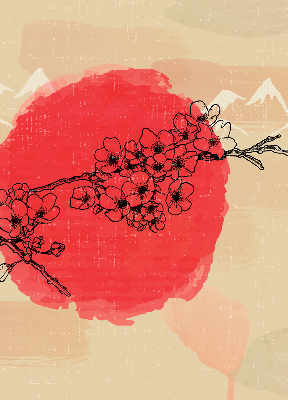 Rolgordijn voor het raam Bloemen in een rode cirkel