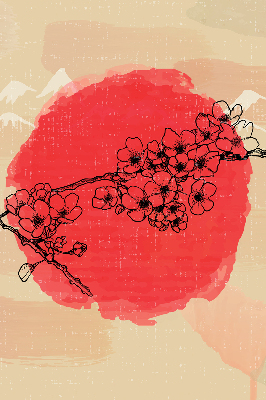 Rolgordijn voor het raam Bloemen in een rode cirkel