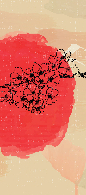 Rolgordijn voor het raam Bloemen in een rode cirkel