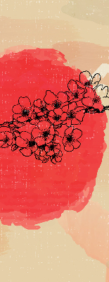 Rolgordijn voor het raam Bloemen in een rode cirkel