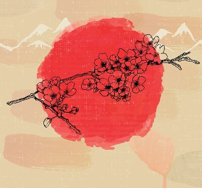 Rolgordijn voor het raam Bloemen in een rode cirkel