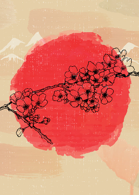 Rolgordijn voor het raam Bloemen in een rode cirkel