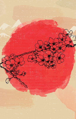 Rolgordijn voor het raam Bloemen in een rode cirkel