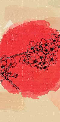 Rolgordijn voor het raam Bloemen in een rode cirkel