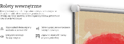 Rolgordijn voor het raam Bloemen in een rode cirkel