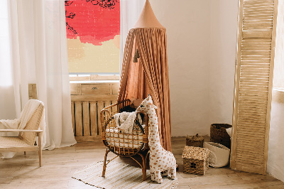 Rolgordijn voor het raam Bloemen in een rode cirkel