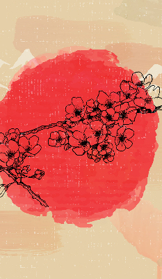 Rolgordijn voor het raam Bloemen in een rode cirkel