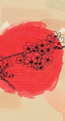 Rolgordijn voor het raam Bloemen in een rode cirkel