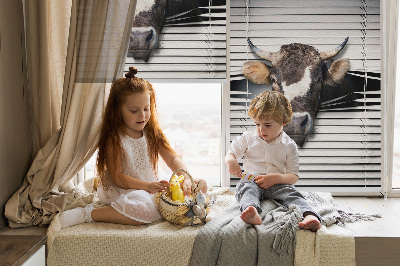 Rolgordijn voor het raam Koe