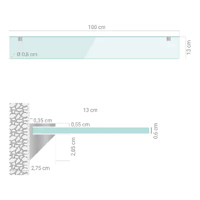 Glazen legplank voor de badkamer, halfdoorzichtig