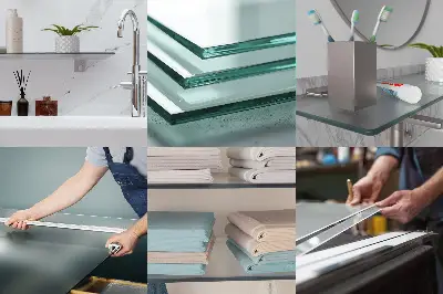 Glazen legplank voor de badkamer, halfdoorzichtig